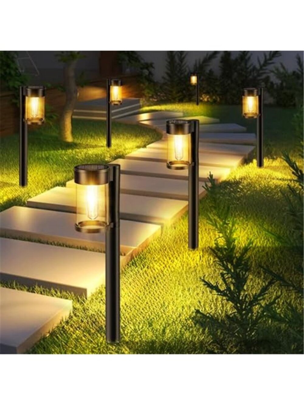 Solar Pathway Lights Outdoor, 10 Pack Metal & Glass Solar Lights Outdoor Garden